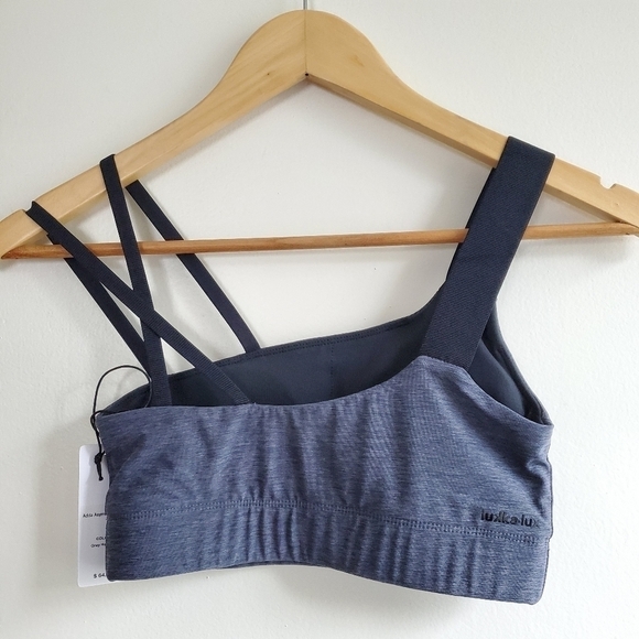 New Lukka Lux Active Adda Asymmetric Contrast Straps Grey Heather Bra NWT XS - Picture 5 of 8